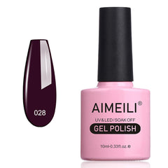 AIMEILI Burgundy Plum gel nail polish bottle showing rich color.