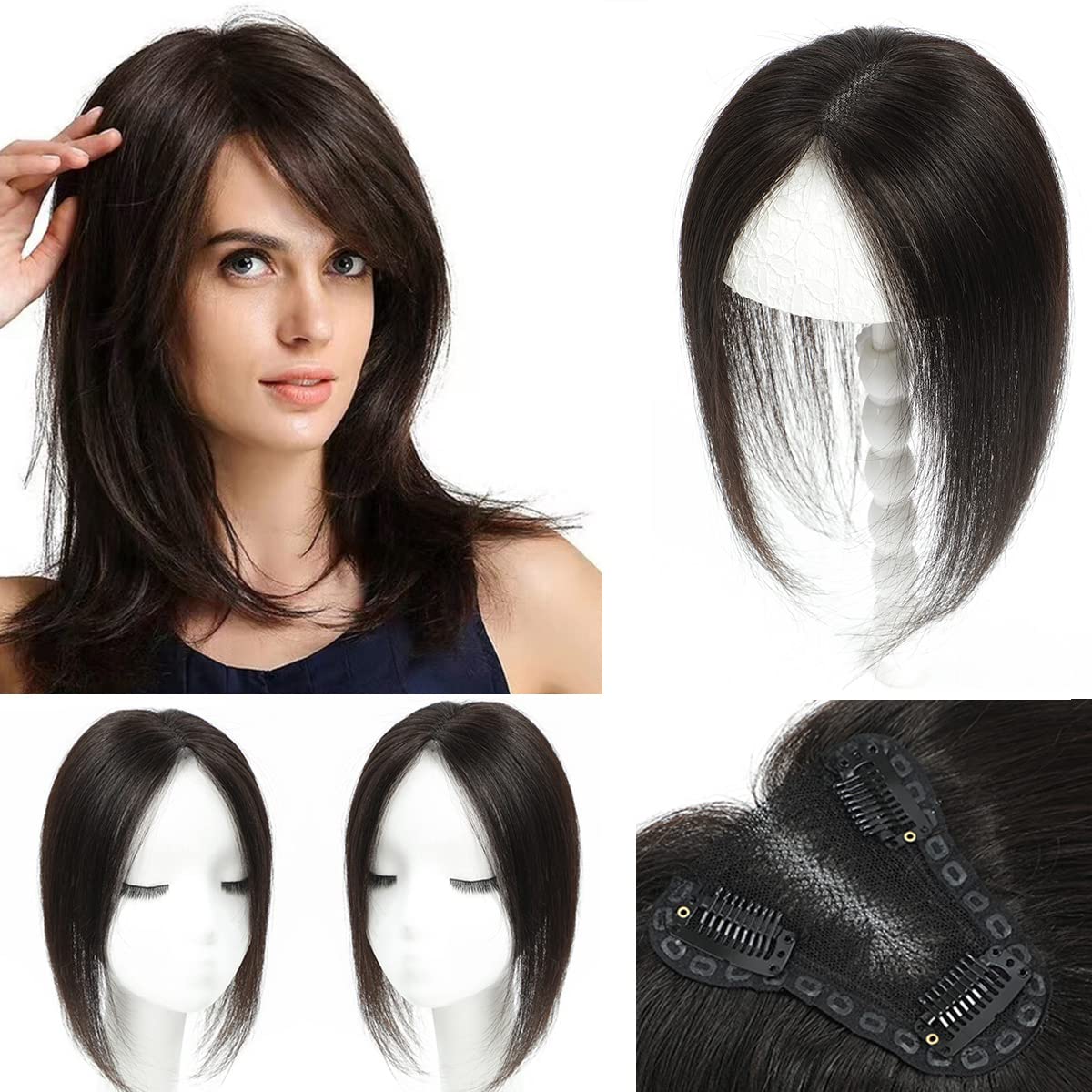 Aimeolyn hair topper 12inch lace base offers natural, breathable coverage.