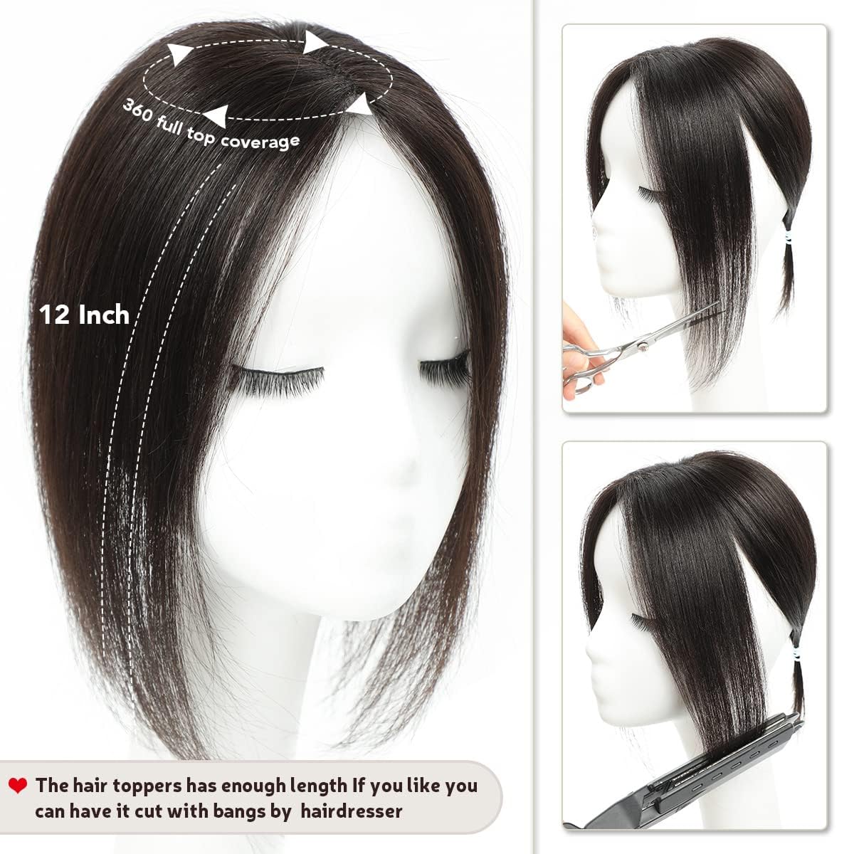 Aimeolyn hair topper with anti-slip clips for secure all-day wear.