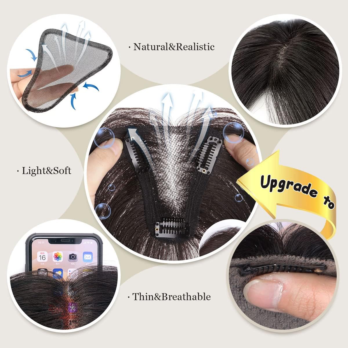 Aimeolyn real human hair topper blends seamlessly for a cohesive look.