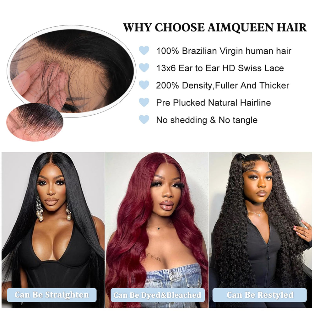 Aimqueen pre-plucked natural hairline for easy styling and realistic edges.