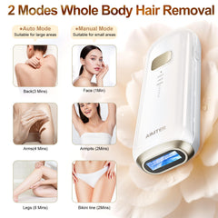 AIMTER device displaying two flash modes for automatic and manual treatments.