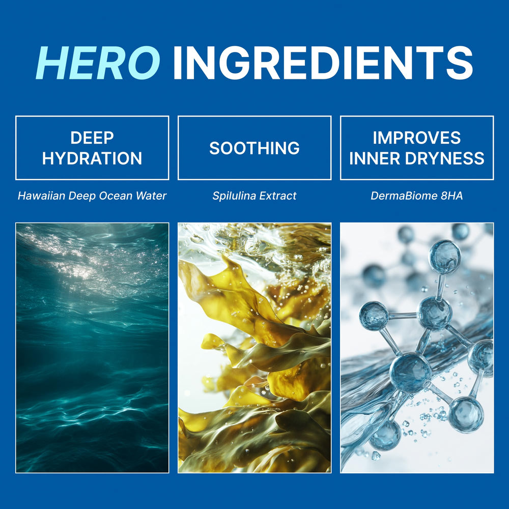 AINOHEA Mahalo serum spirulina-jar highlights ocean-derived nutrient hydration.