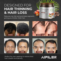 AIPILER Batana Oil on curly hair to define waves and reduce frizz.