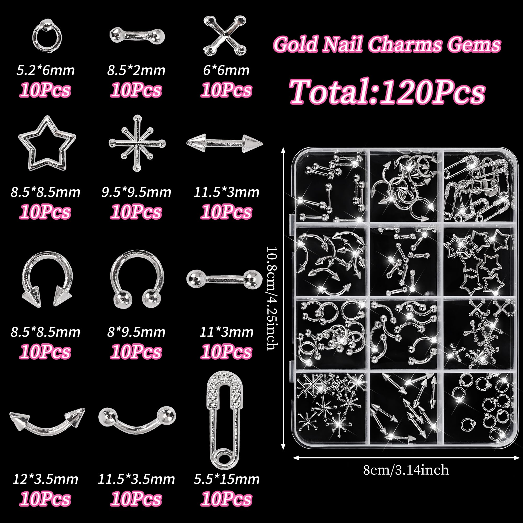 AIPULIDUO 3D acrylic cross charms deliver durable shine for daily nail art.