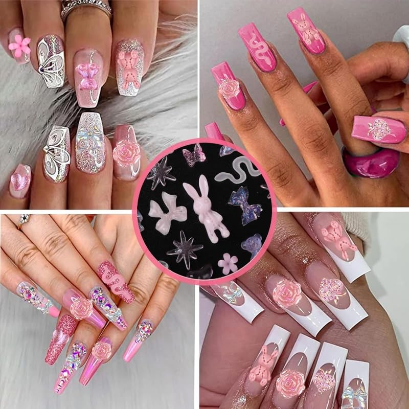 AIPULIDUO animal-shaped rhinestones celebrate bears and rabbits on nails.