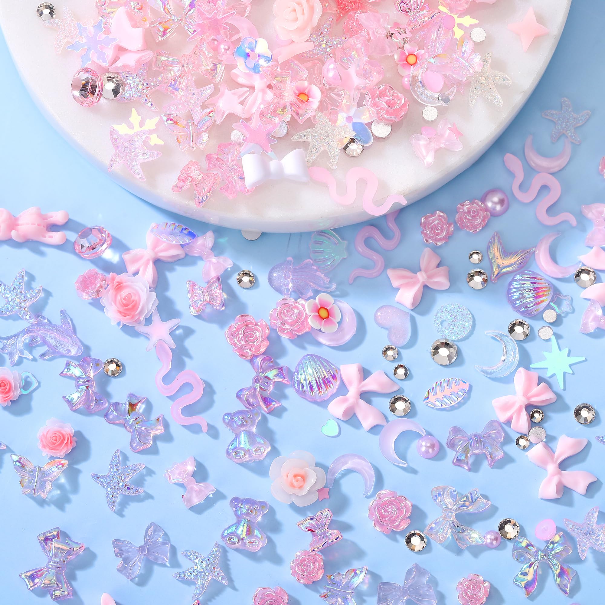 AIPULIDUO camellia rose resin charms in pink for timeless nail art accents.