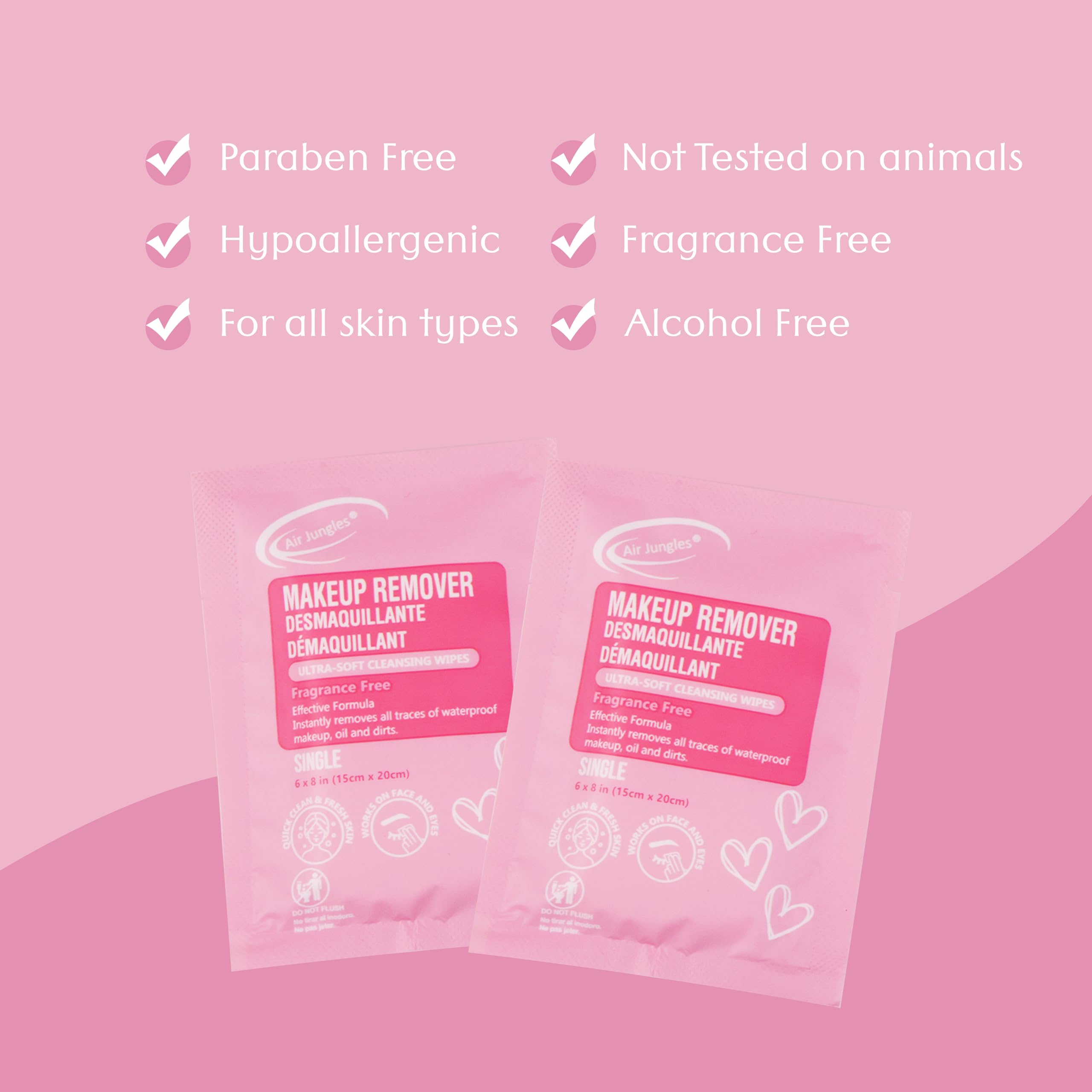 Air Jungles large 6x8 inch wipes for face cleansing