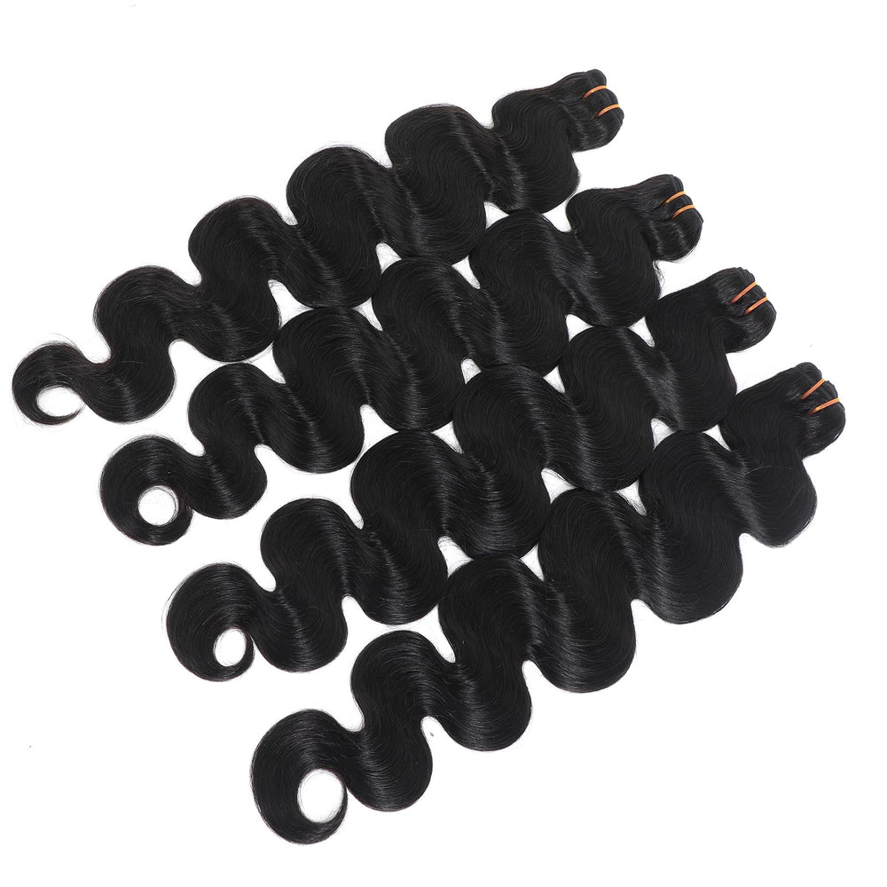 AirNext body wave bundles with aligned cuticles for tangle-free wear.