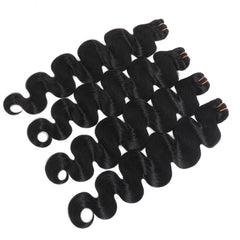 AirNext body wave bundles with aligned cuticles for tangle-free wear.