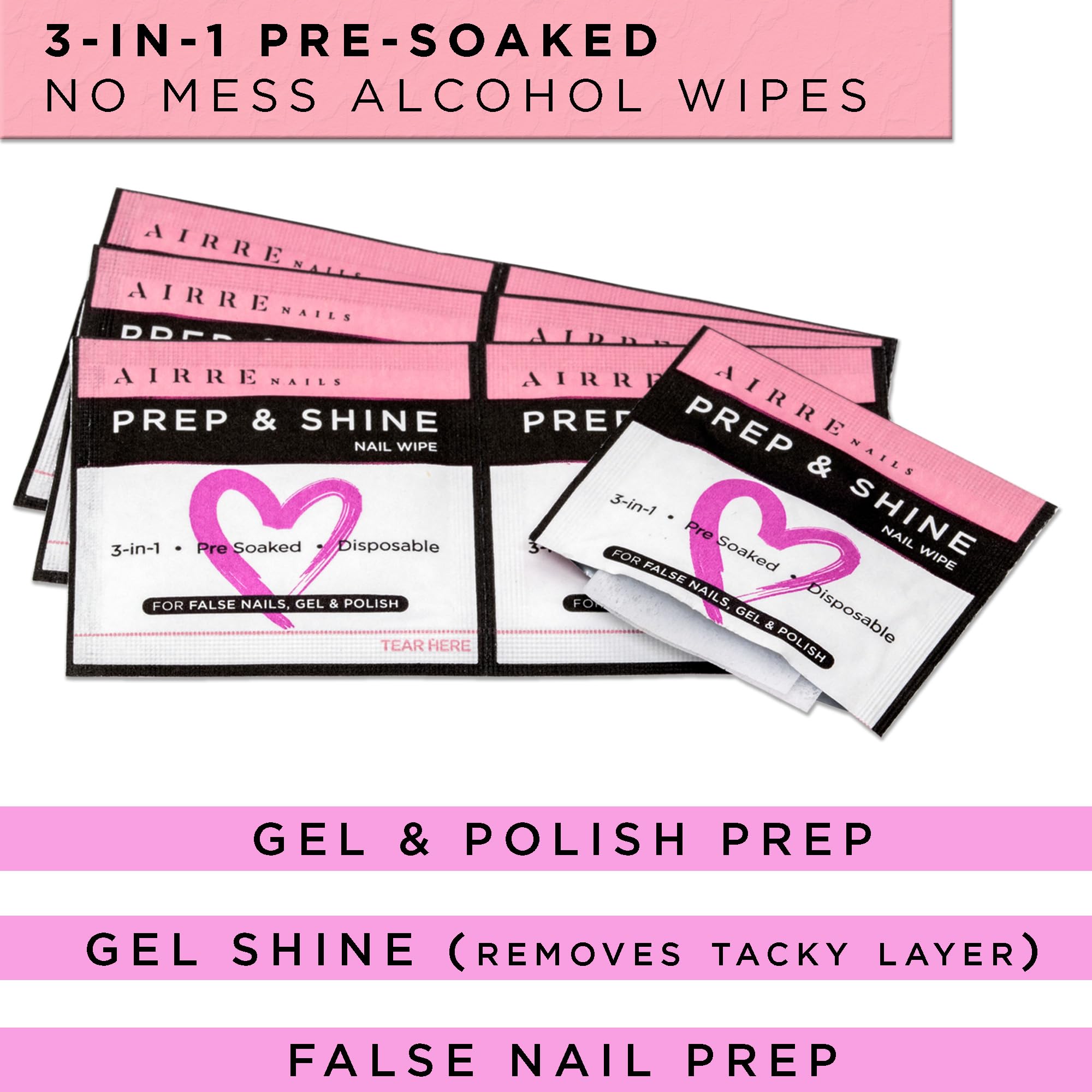 Airre Nails lint-free wipes remove fibers for clean nail prep