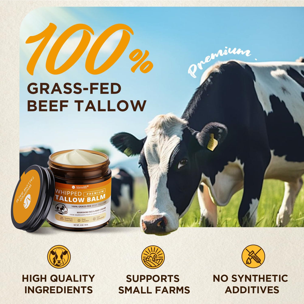 AirroYE vitamin-rich tallow spread showing nourishing skin on hands
