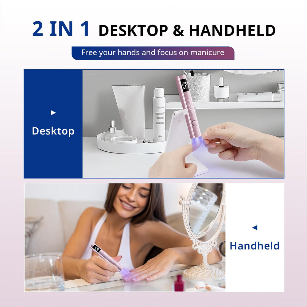 AirSee fast cure 8s-12s nail lamp delivers rapid gel polish curing.