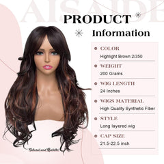Aisaide brown layered wig for Black women suitable for daily and special occasions.