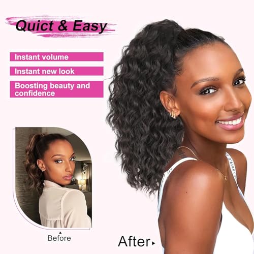 AISI BEAUTY ponytail with drawstring elastic system demonstrates secure fit around hair.