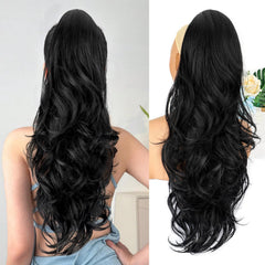 AISI BEAUTY drawstring ponytail extension 26 inch black for natural blend and added length.