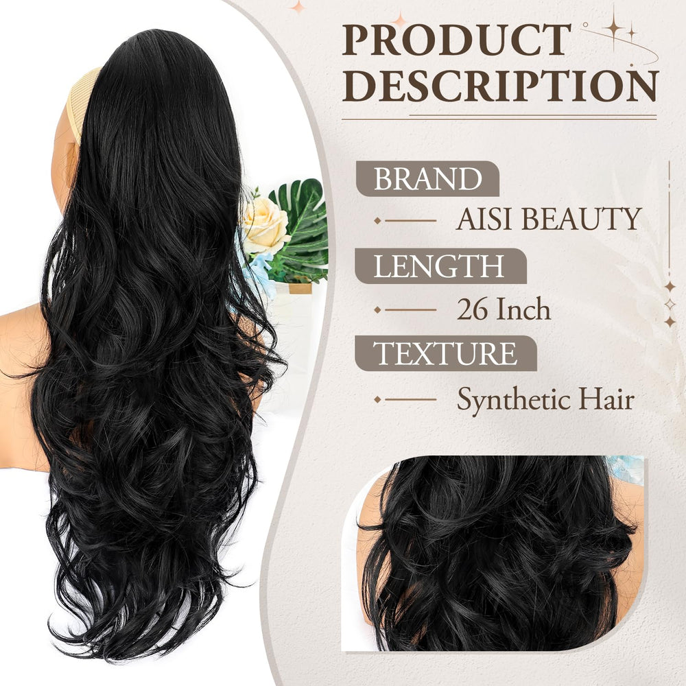 AISI BEAUTY easy-clip-drawstring ponytail for secure daily wear.