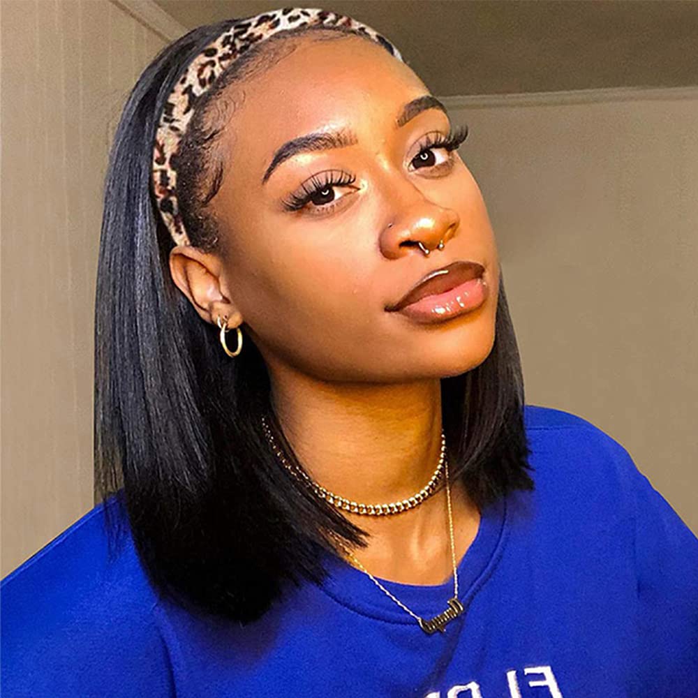 AISI Bob Headband Wig front view shows natural hairline and effortless style.