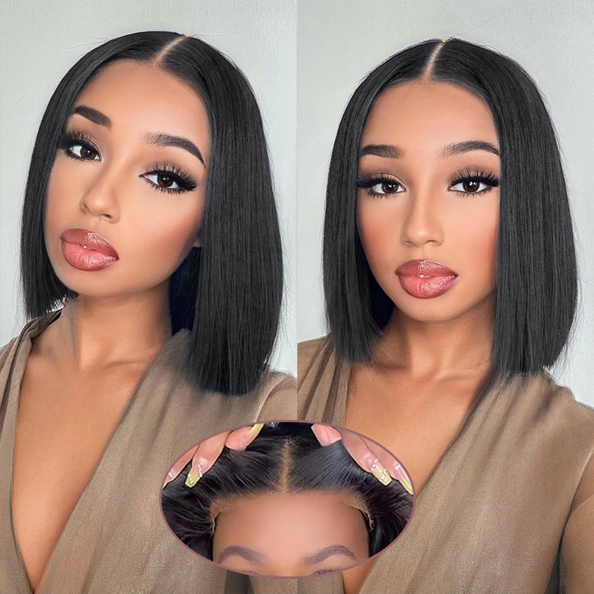 AISI Bob Wig with glueless cap and 4x4 lace for quick wear.