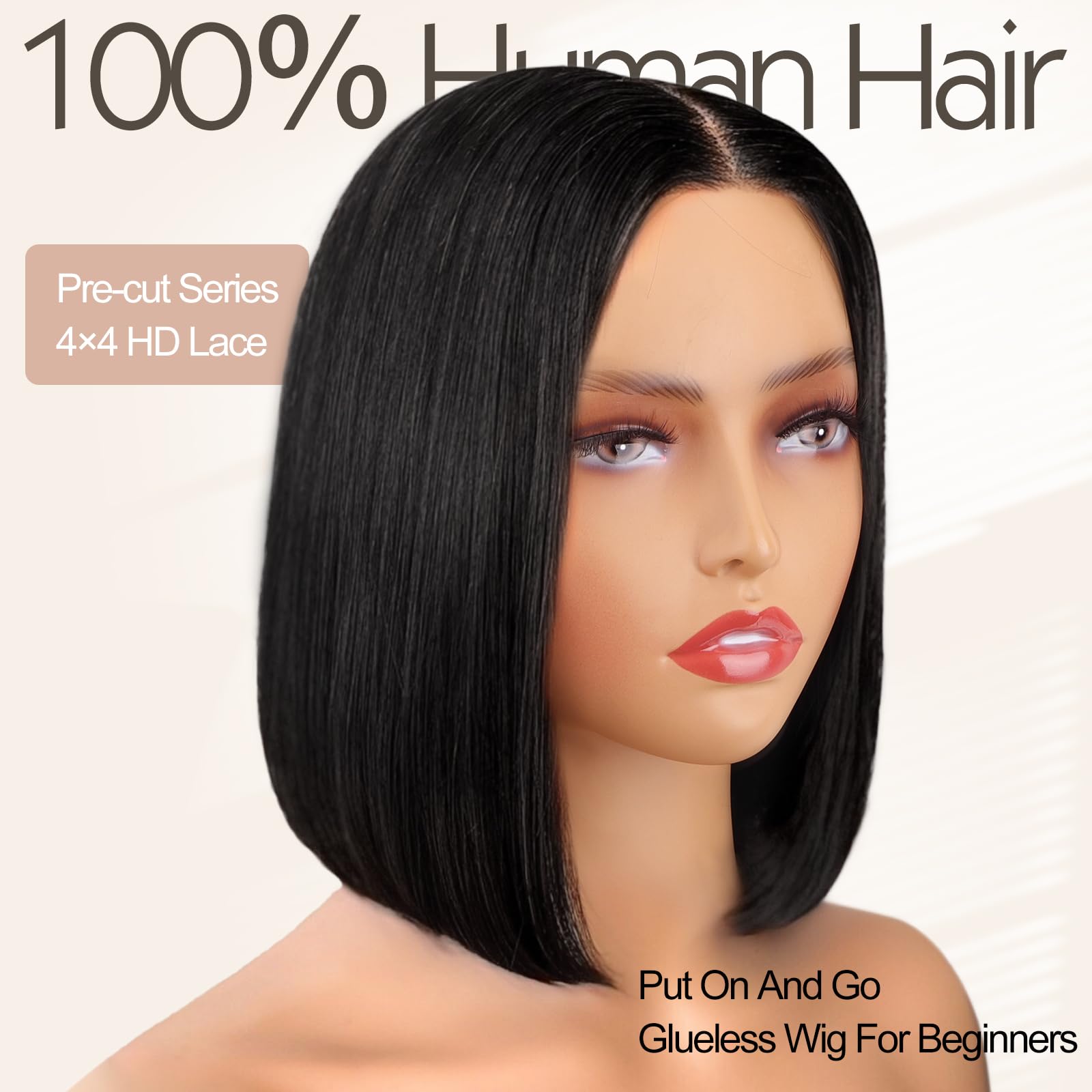 AISI Bob Wig with a pre-plucked natural hairline for a realistic look.