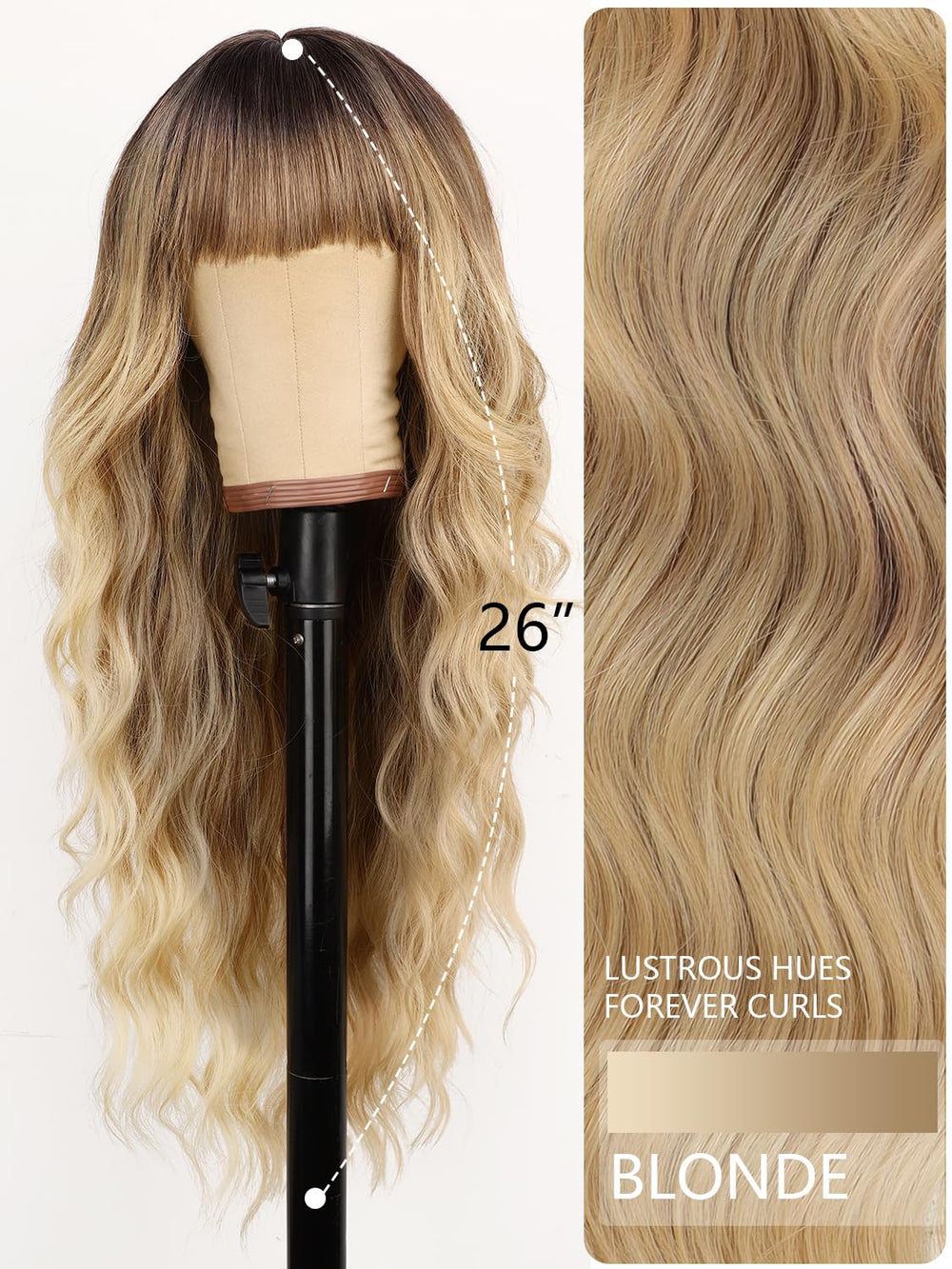 AISI HAIR ombre blonde wig bangs close-up shows natural texture.