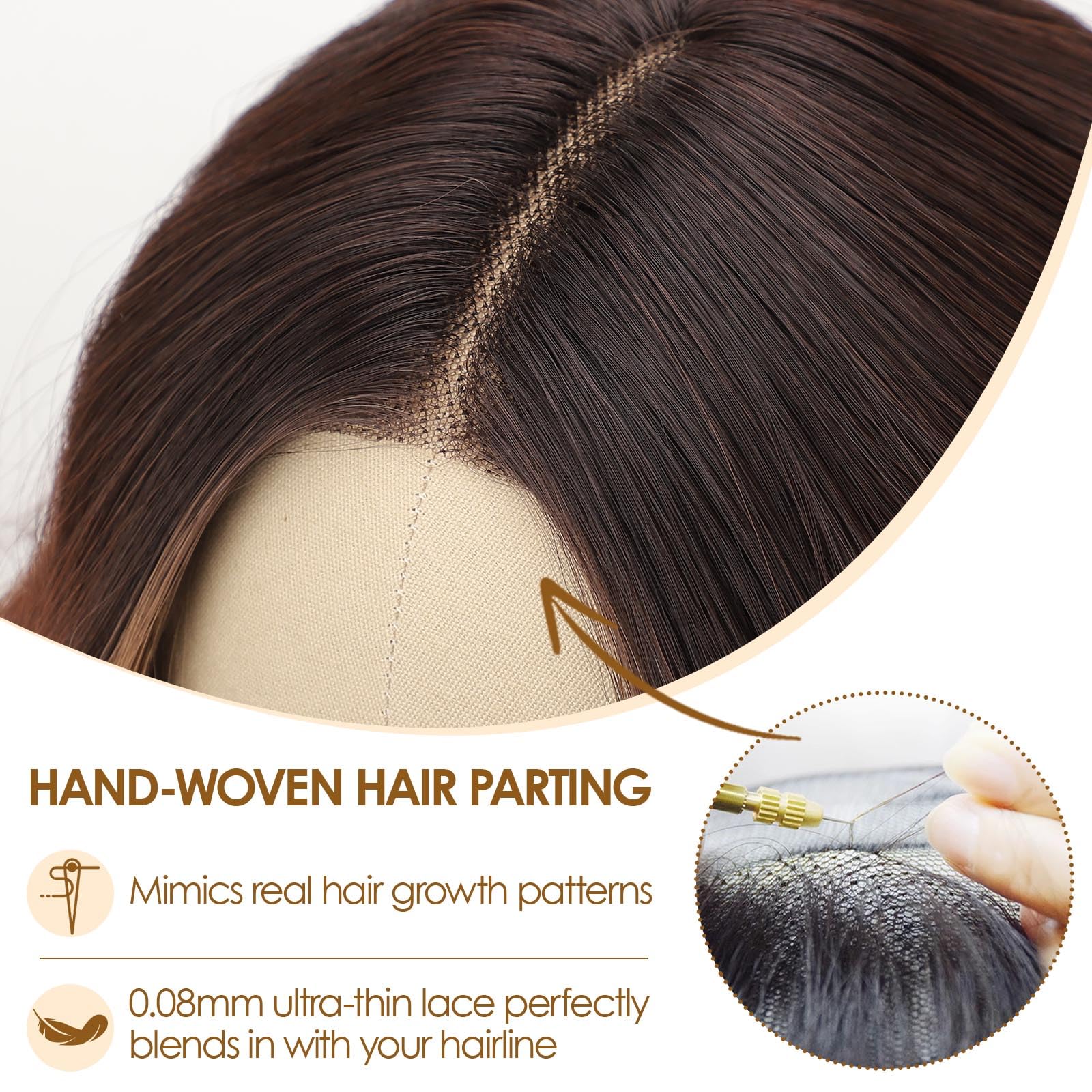 AISI HAIR Glueless lace wig with natural hairline for easy one-minute styling.