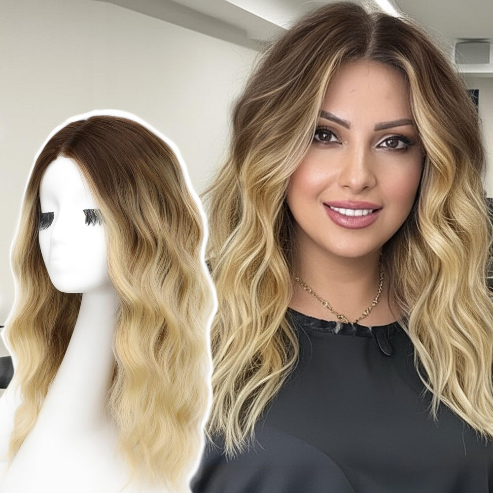 AISI HAIR Ombre Blonde wig with lace-front middle-part for a natural look