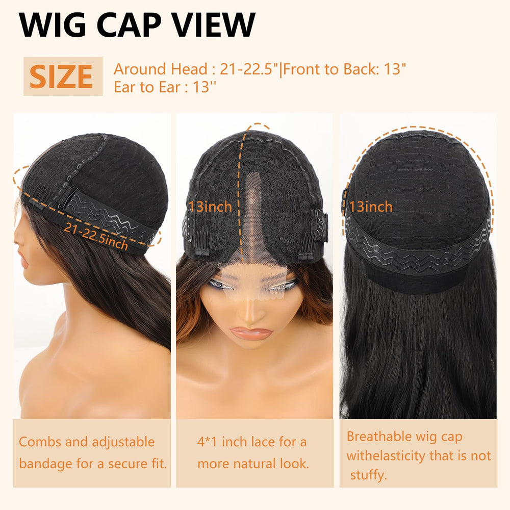 AISI HAIR ombre brown wig close-up of the natural-looking hairline.
