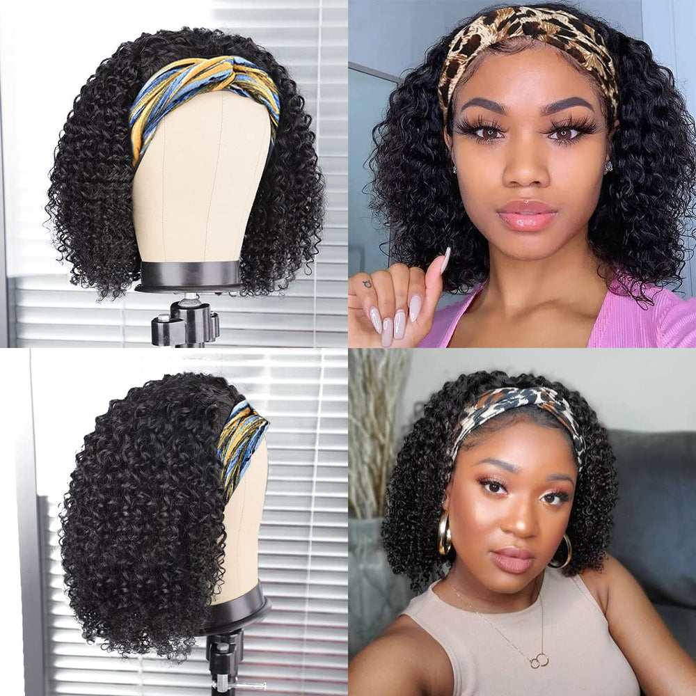 AISI headband wig with elastic band offers quick wear without glue.