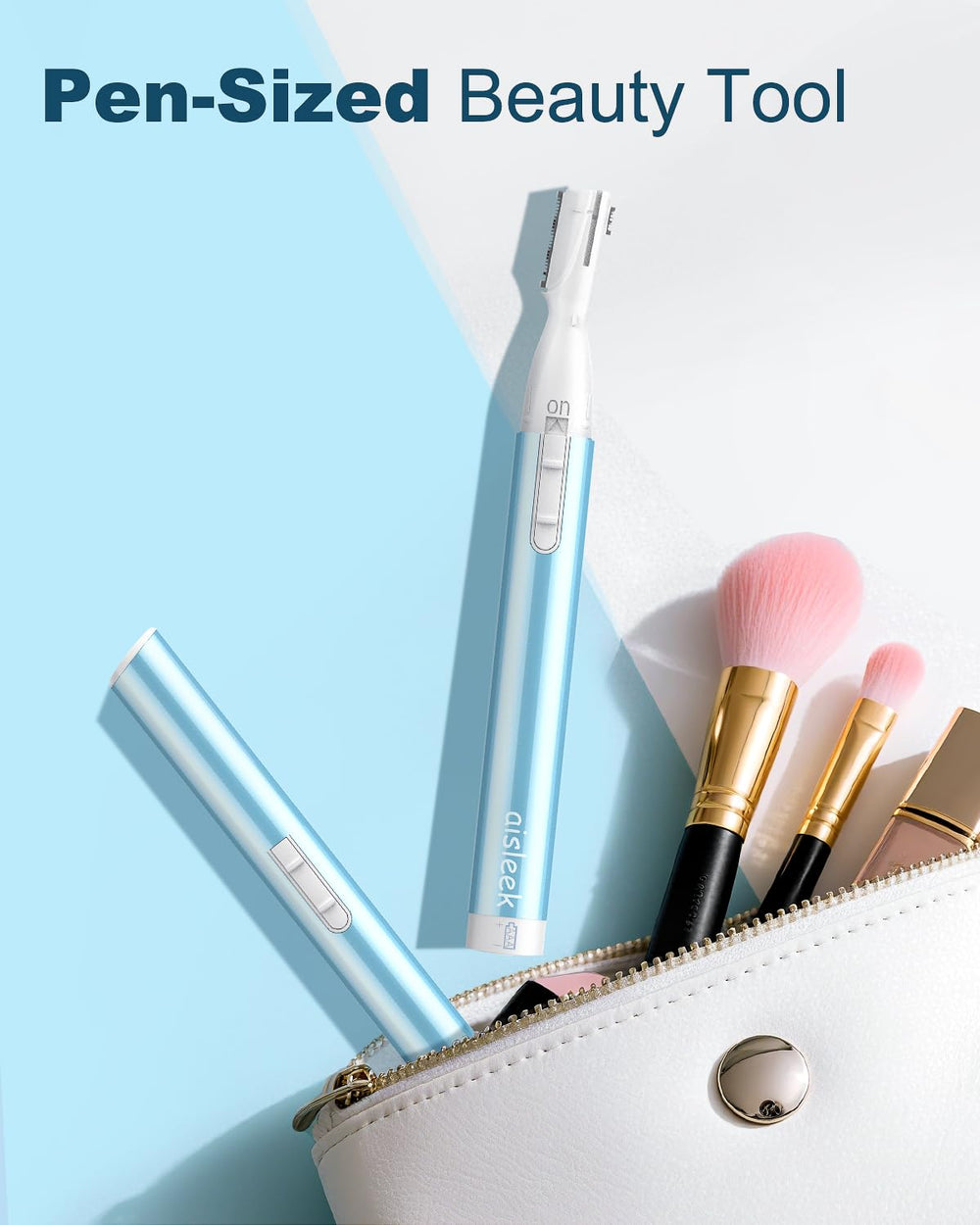 Aisleek Eyebrow Trimmer on-the-go for quick touch-ups anywhere.