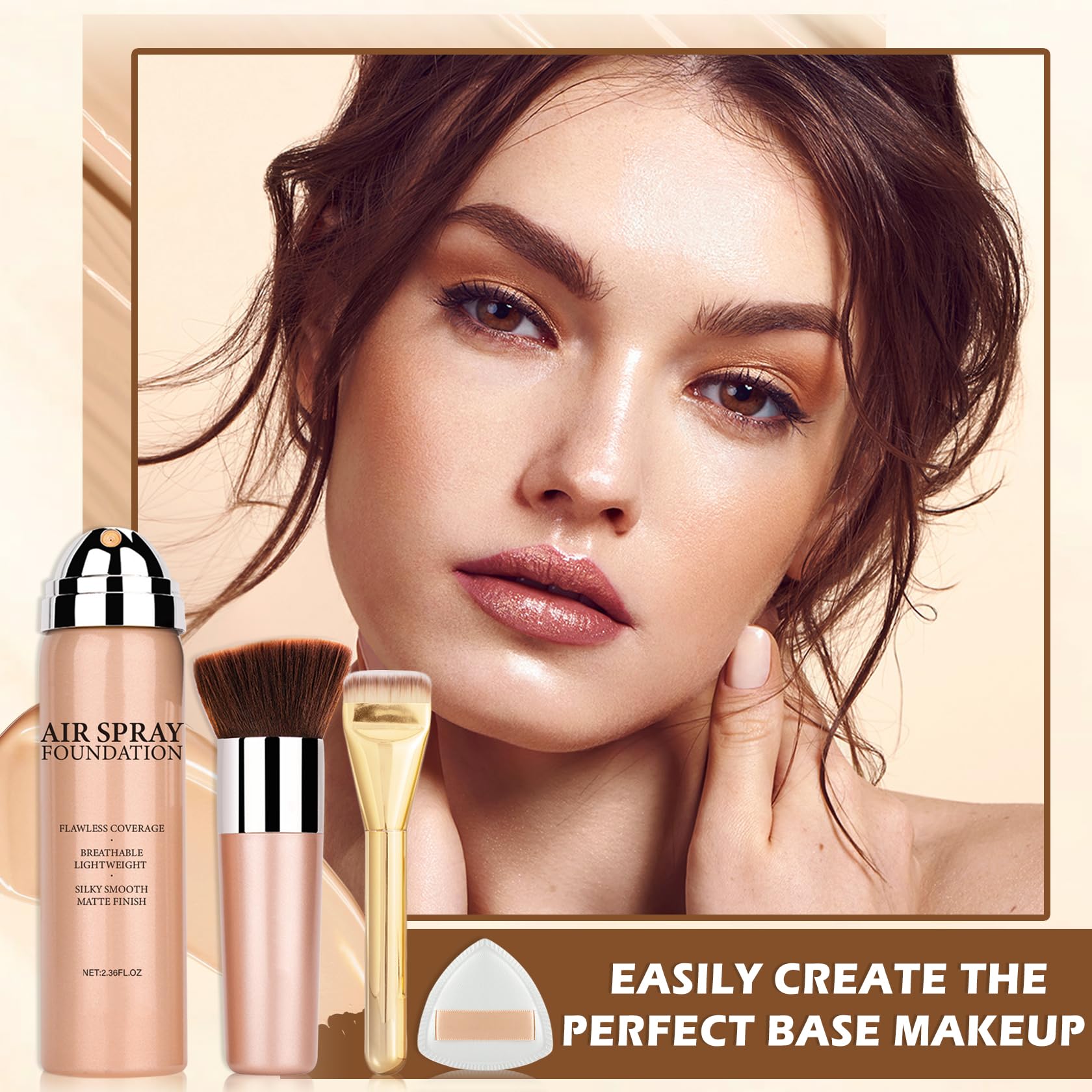 AIUEO airbrush foundation spray covers blemishes for a flawless base.
