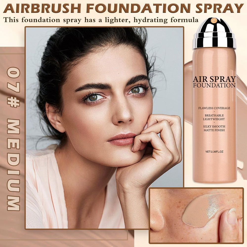 AIUEO airbrush silky mist application demonstrates fine dispersion for a natural look