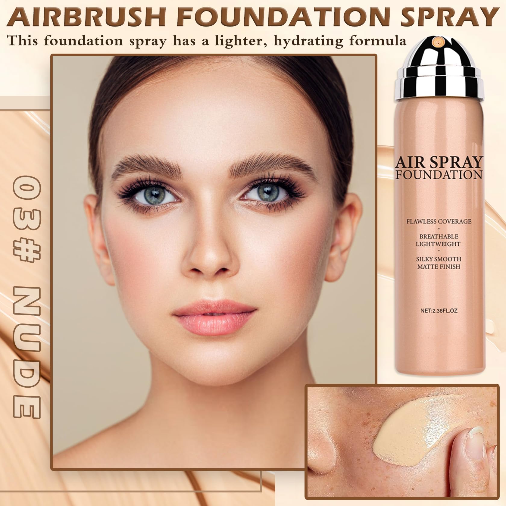 AIUEO airbrush spray mist application scene illustrating even blend