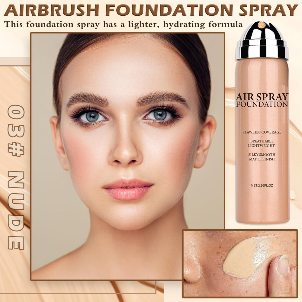 AIUEO airbrush spray mist application scene illustrating even blend