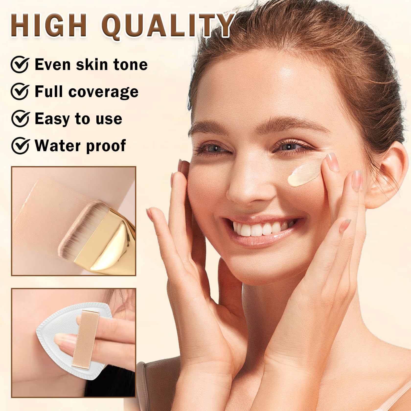 AIUEO professional makeup brush and puff included in packaging