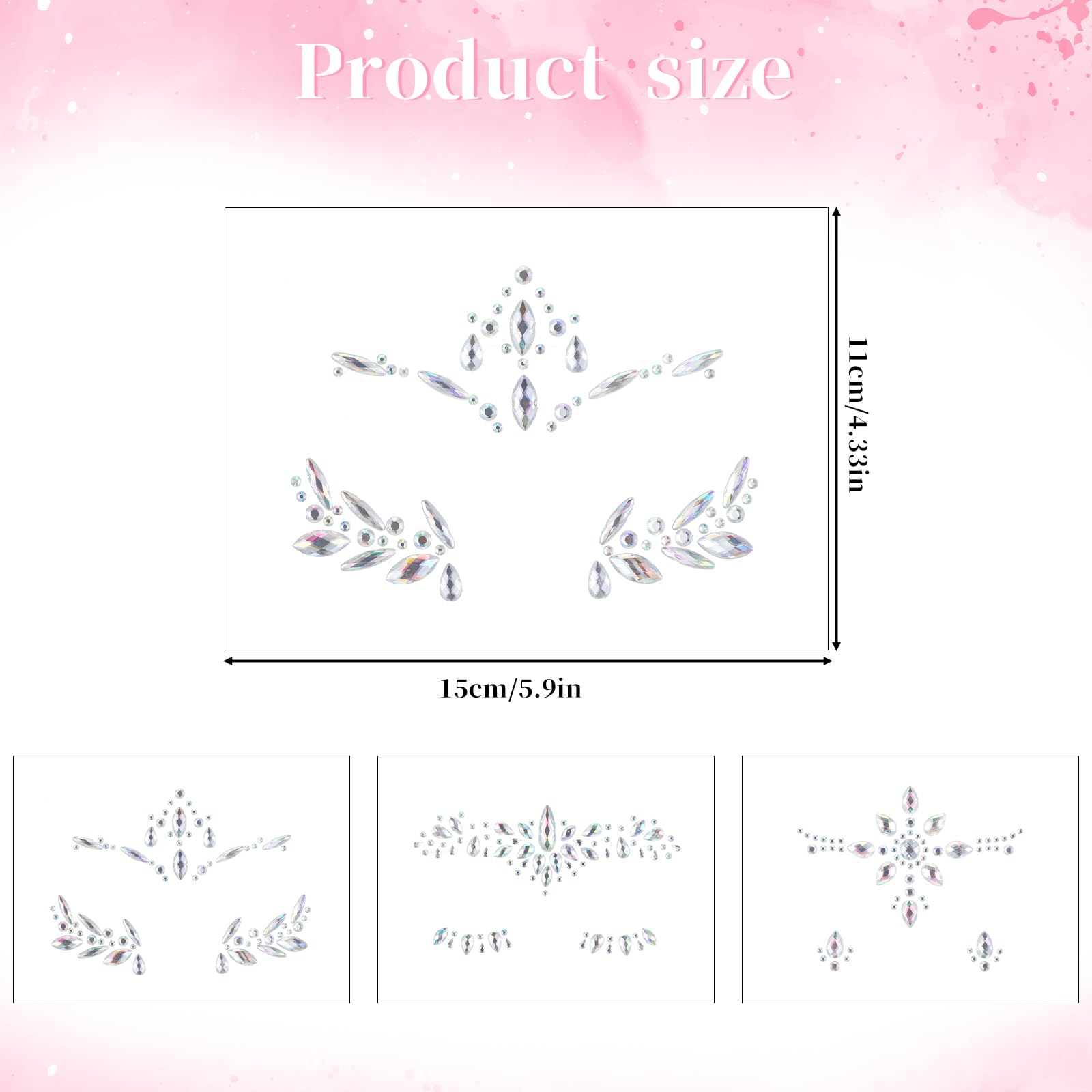 AIYORSE on-skin clear stickers sparkle with easy application for party looks