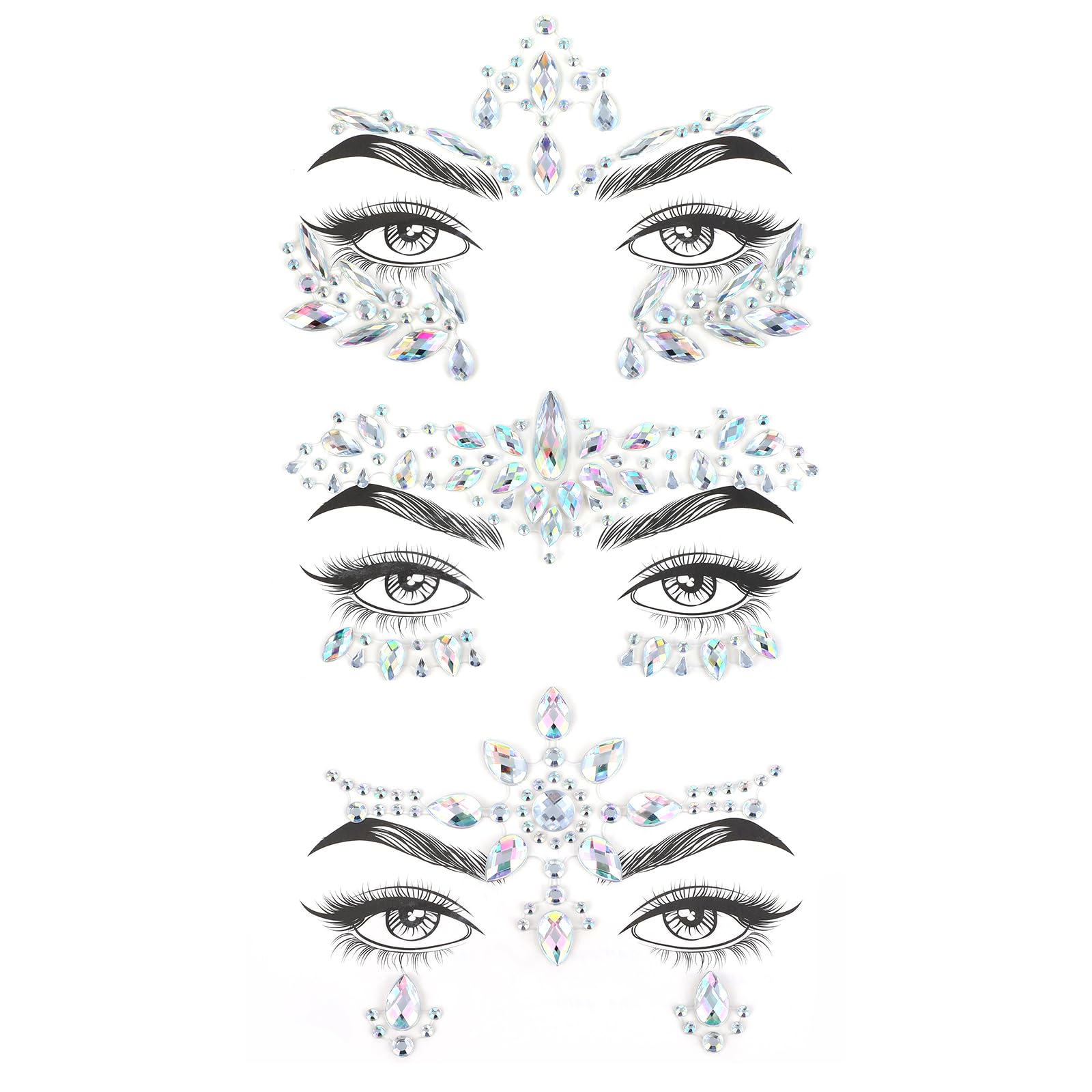 AIYORSE music festival face jewels style1 transparent stickers for dazzling festival makeup