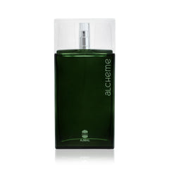 Ajmal Alcheme bottle front view showing masculine woody-spicy profile