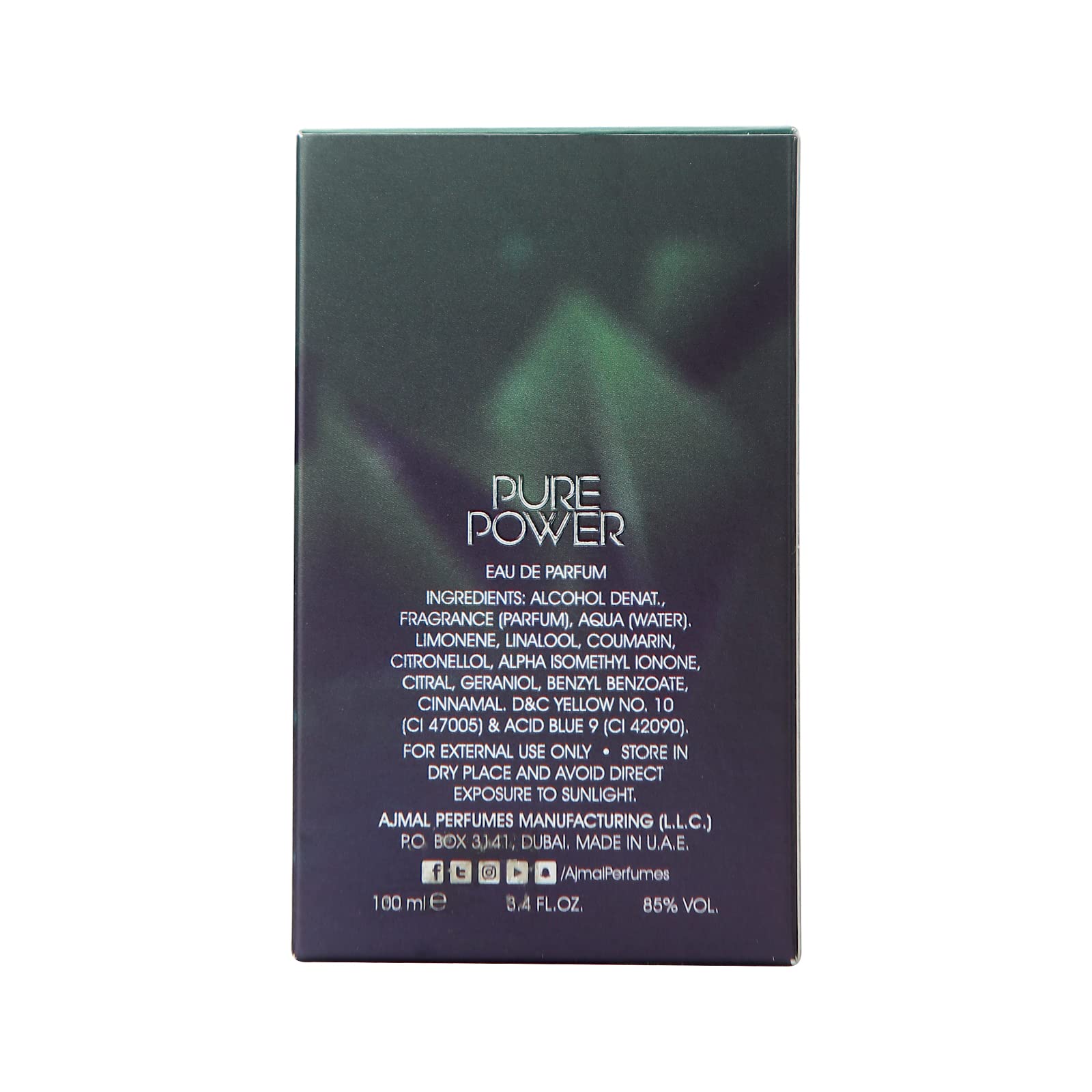 Ajmal Pure Power gift-ready box appeals to fragrance enthusiasts.