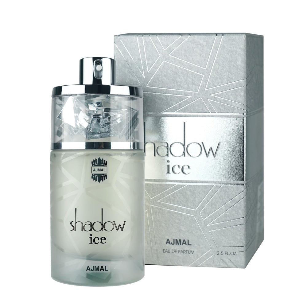 Ajmal Shadow Ice bottle side profile, crisp citrus notes for daytime cooling