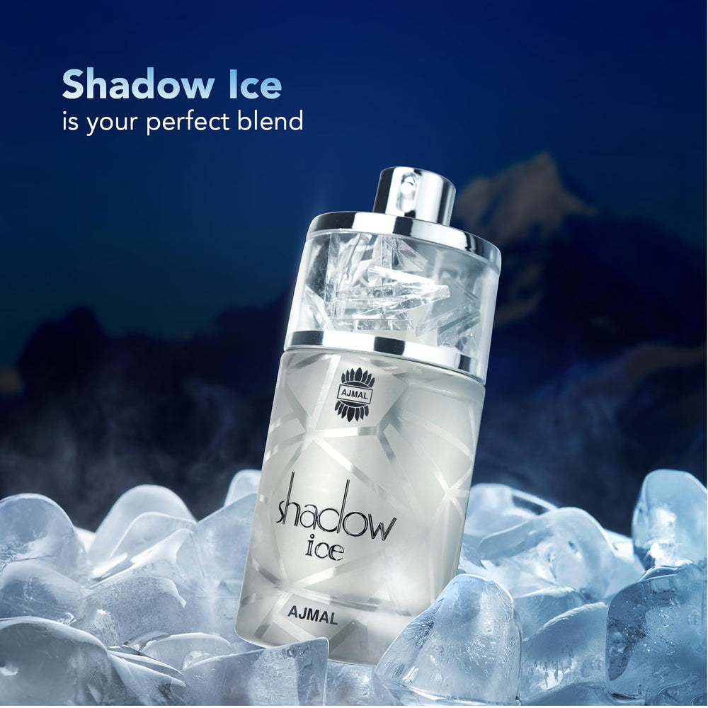 Ajmal Shadow Ice cap close-up, premium craftsmanship and lasting elegance