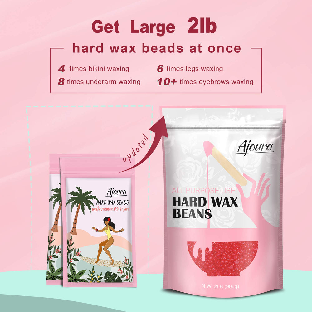 Ajoura 2lb hard wax beads kit for at-home waxing sessions.