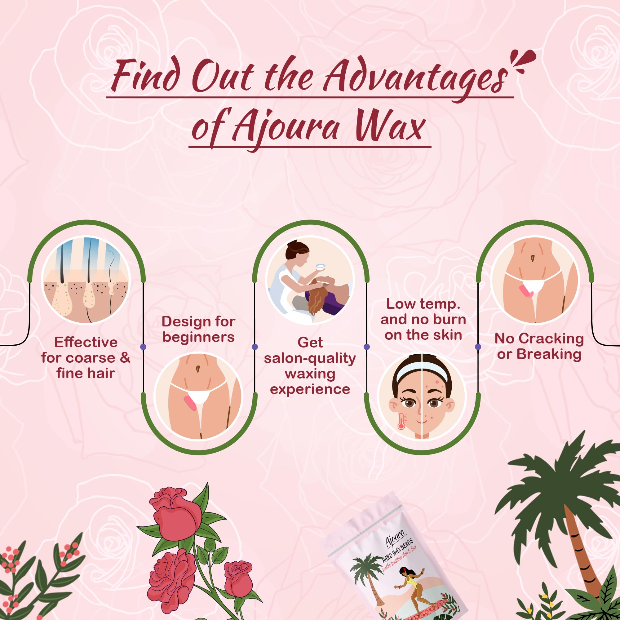 Ajoura Rose Pink Wax Beads provide long-lasting smoothness at home