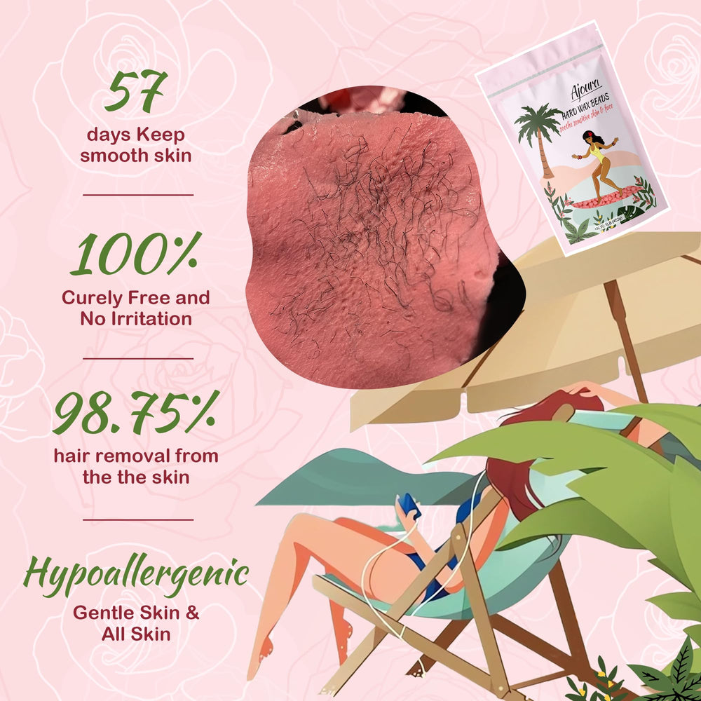 Ajoura Rose Pink Wax Beads melt evenly for gentle coarse hair removal