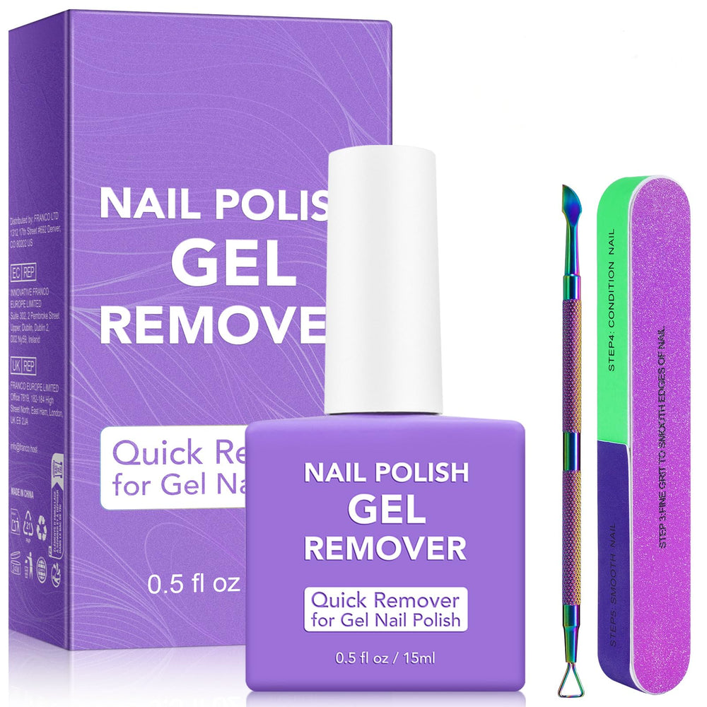 Akeeronn gel nail polish remover bottle showing plant-based formula for gentle removal