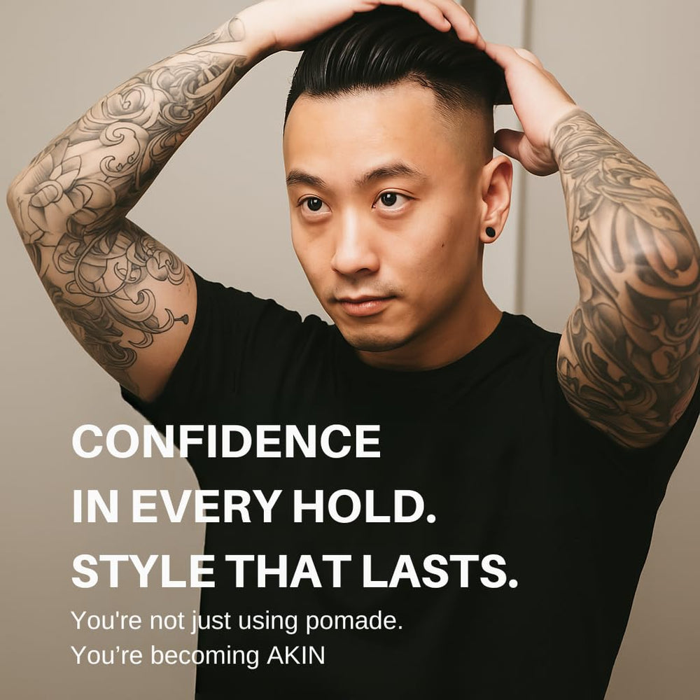 Creamy texture of AKIN Official Pomade ready for easy distribution