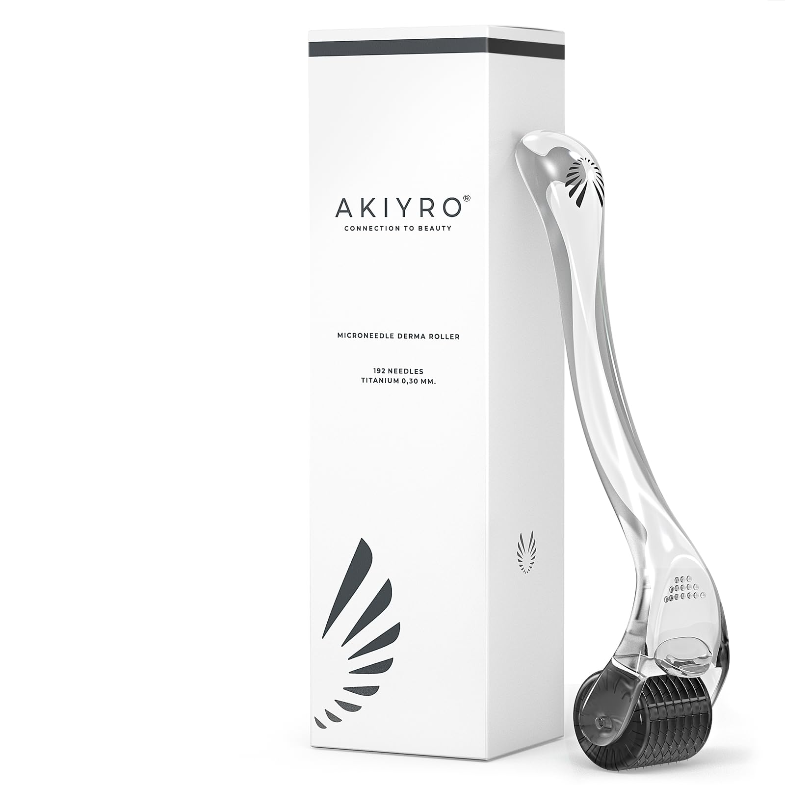 AKIYRO Derma Roller 0.30mm with case for at home microneedling sessions.