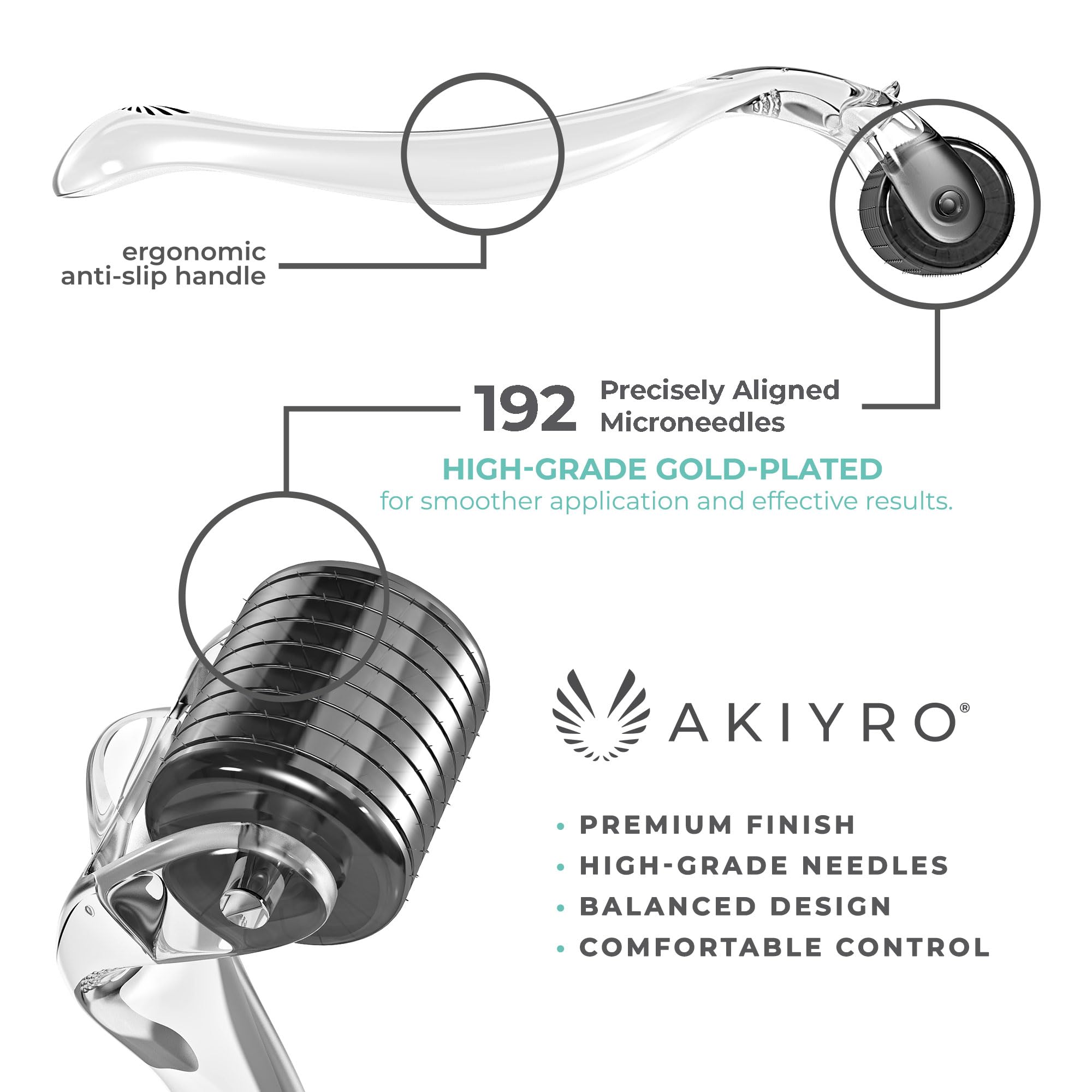 AKIYRO Derma Roller use on face demonstrates gentle microneedling benefits.