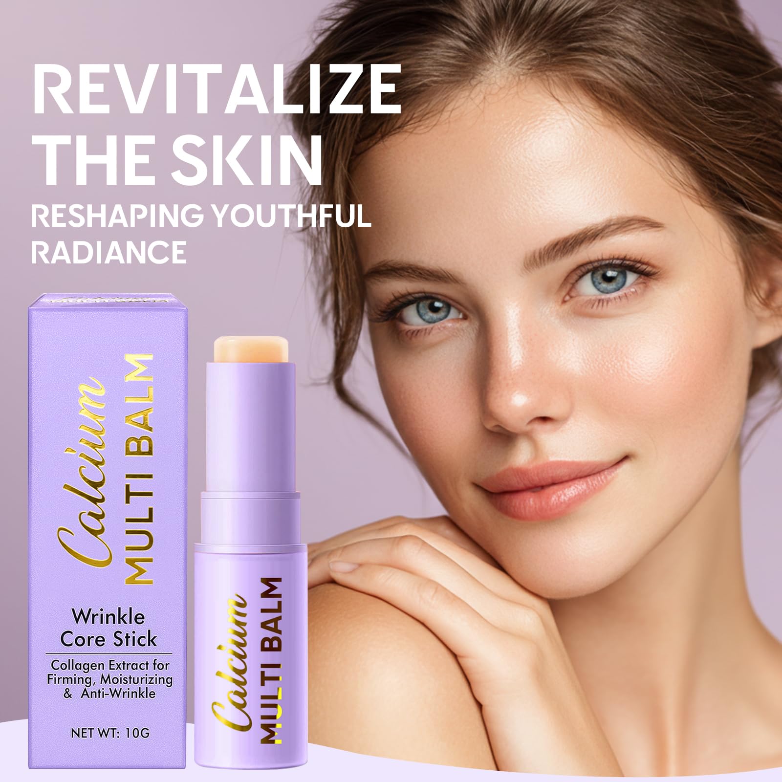 AKQBPN Calcium Volume Multi Balm applied on the face for precise application.