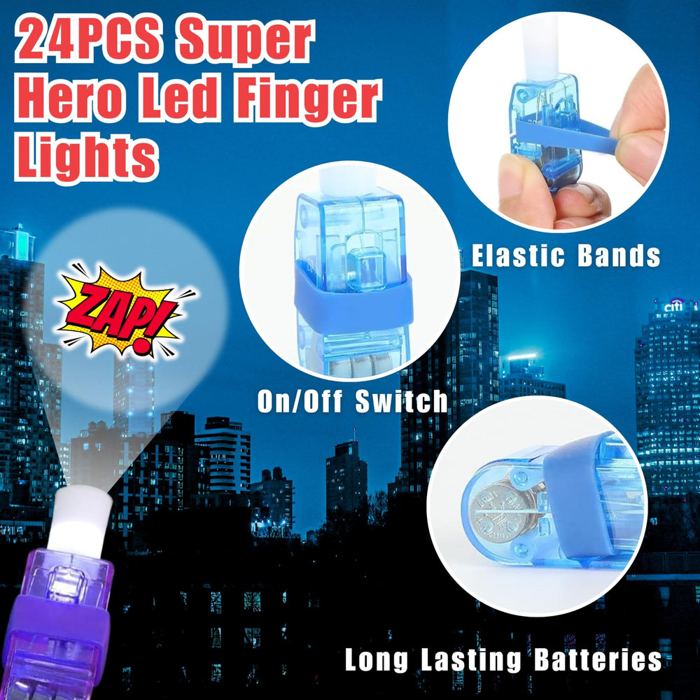 AKRMABEUP flexible rubber strap lights fit kids' fingers comfortably.
